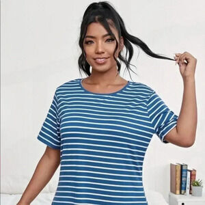 Lands End striped shirt dress with cap sleeves size Small